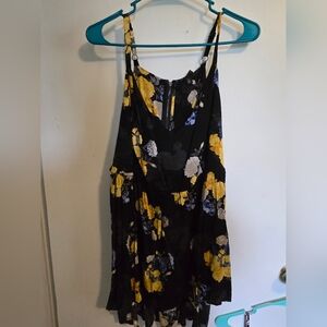Torrid Black Dress with Yellow and Blue Floral Design